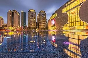 Landscape Collection: Taichung, Taiwan downtown plaza and square at night