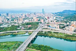 Taipei Prints: Taipei City Aerial View - Asia business concept image