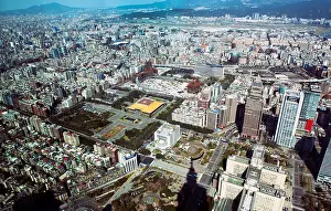Taipei Prints: Taipei, with the Sun Yat Sen Memorial, as seen from the top of the Taipei 101 skyscraper