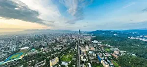 Taiwanese Prints: Taipei, Taiwan, 20 July 2019: Skyline of taipei city in downtown Taipei