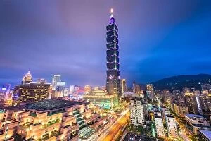 Images Dated 26th February 2017: Taipei, Taiwan city skyline in the Xinyi District at twilight