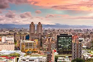 Taipei, Taiwan city skyline in the Xinyi District at twilight