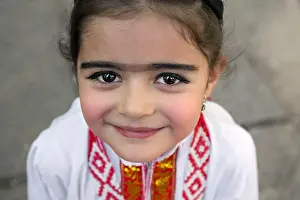 Lovely Prints: Tajikistan, Gbao province, girl posing in Khorog park during Roof of the world festival with ishkashim dress