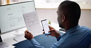 Smartphone Prints: Taking Invoice Document Photo Using Phone Or Smartphone