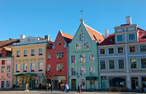Estonia Prints: Tallinn Estonia Old Town colorful old square Main Square historical buildings