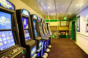 Slot Machine Prints: TALLINN/ESTONIAS - December 6 2018: Sandinavian ferry interiors
