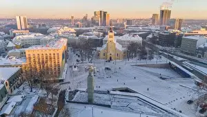 Cold Weather Prints: Tallinn old town aerial view during a cold winter day in Estonia