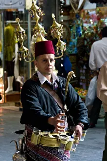 Syrian Prints: Tamarind Juice Vendor in the Hamidiyya Souk in the Old City in Damascus Syria
