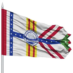Flights Prints: Tampa City Flag on Flagpole, Florida State