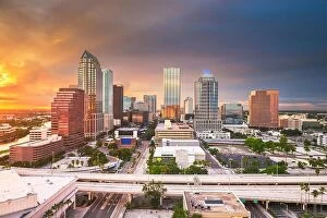 Images Dated 22nd July 2017: Tampa, Florida, USA aerial downtown skyline at dusk