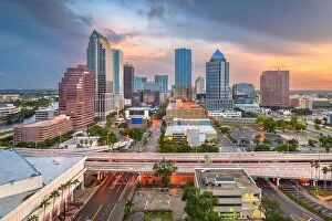Images Dated 23rd July 2017: Tampa, Florida, USA aerial downtown skyline at dusk