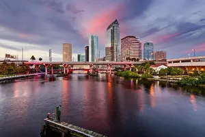 Tampa, Florida, USA downtown city skyline over the Hillsborough River