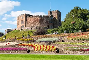 Castle Grounds Prints: Tamworth castle grounds town centre medieval castle Staffordshire England UK GB UK Europe