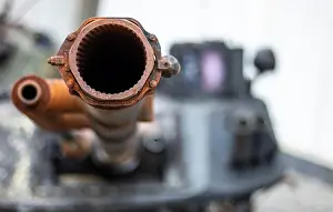Collapse Prints: Tank gun, barrel muzzle of a military army close-up