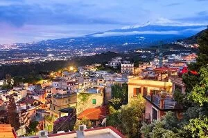 Images Dated 13th November 2022: Taormina, Sicily, Italy historic town at dusk