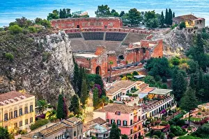 Taormina, Sicily, Italy historic town at dusk