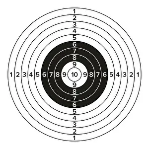 Bulls Prints: Target Gun Vector. Classic Paper Shooting Target Illustration