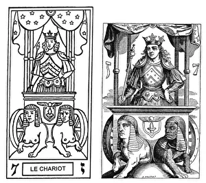 Tarot Prints: TAROT - OSWALD WIRTH AND LEVI - THE CHARIOT Two designs for the Tarot card