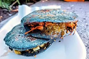 Stuffed Prints: Tasty blue corn gorditas, Bernal, Queretaro, Mexico