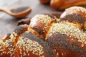 Condiment Prints: Tasty bun with poppy seeds, closeup