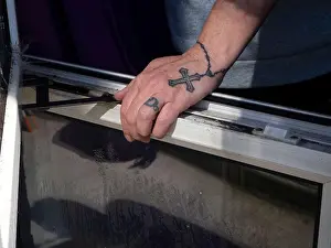 Rebirth Prints: Tattoo of ring, cross and chain around fingers wrist and hand
