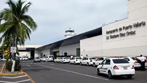 Taxis Prints: Taxis outside Puerto Vallarta airport Mexico