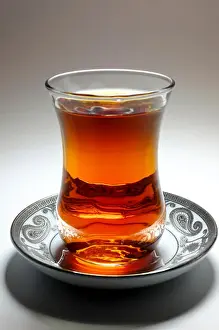 Southwest Asia Prints: Tea in Azerbaijani traditional armudu glass