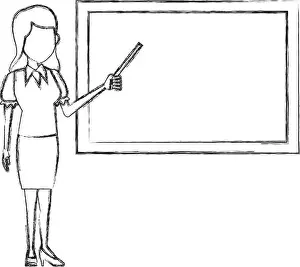 Sticks Prints: Teacher with blackboard