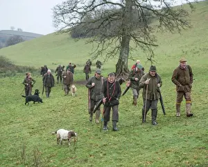 Working Dogs Prints: team of guns and beaters on a pheasant shoot