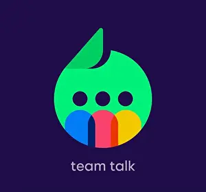 Forum Prints: Team talk speech bubble logo. Unique design color transitions