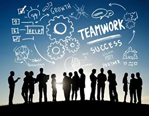 Businesswomen Prints: Teamwork Team Together Collaboration Business Communication Outdoors Concept