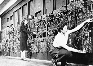 Connecting Prints: Technicians Connecting Wires of ENIAC