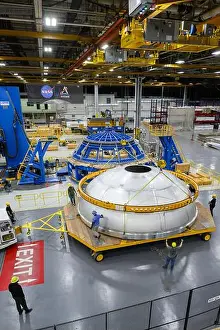 Unmanned Prints: Technicians at NASA's Michoud Assembly Facility moved the aft dome of the liquid oxygen tank for the SLS rocket