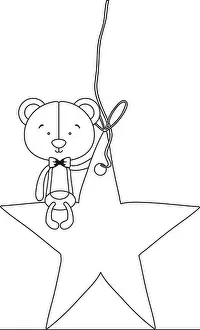 Softness Prints: teddy bear character on star ornament icon image vector illustration design