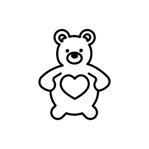 Teddy Prints: Teddy bear with heart icon in line style