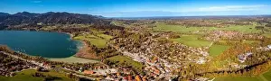 Bavarian Alps Prints: Tegernsee Aerial Fall autumn. Drone Panorama Bavarian Alps