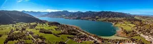 Bavarian Alps Prints: Tegernsee Aerial Fall autumn. Drone Panorama Bavarian Alps