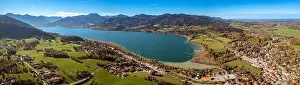 Bavarian Alps Prints: Tegernsee Aerial Fall autumn. Drone Panorama Bavarian Alps
