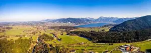 Bavarian Alps Prints: Tegernsee lake in the Bavarian Alps. Aerial Panorama. Spring. Germany