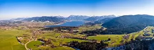 Bavarian Alps Prints: Tegernsee lake in the Bavarian Alps. Aerial Panorama. Spring. Germany