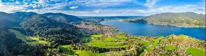 Bavarian Alps Prints: Tegernsee lake in the Bavarian Alps. Aerial Panorama Mountain View. Autumn. Germany