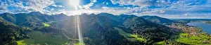 Bavarian Alps Prints: Tegernsee lake in the Bavarian Alps. Aerial Panorama Mountain View. Autumn. Germany