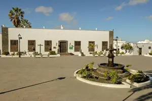 Teguise Prints: Teguise, Spain - 20 January 2021: the colonial town of Teguise at the Canary island on Lanzarote in Spain