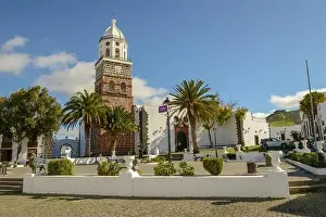 Teguise Prints: Teguise, Spain - 20 January 2021: the colonial town of Teguise at the Canary island on Lanzarote in Spain