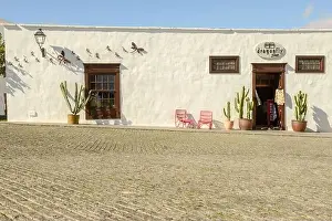 Teguise Prints: Teguise, Spain - 20 January 2021: the colonial town of Teguise at the Canary island on Lanzarote in Spain
