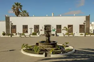 Teguise Prints: Teguise, Spain - 20 January 2021: the colonial town of Teguise at the Canary island on Lanzarote in Spain