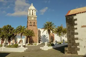 Teguise, Spain - 20 January 2021: the colonial town of Teguise at the Canary island on Lanzarote in Spain