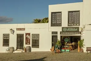 Teguise Prints: Teguise, Spain - 20 January 2021: the colonial town of Teguise at the Canary island on Lanzarote in Spain
