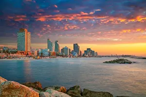 Tel Aviv Skyline. Cityscape image of Tel Aviv, Israel during sunset