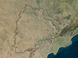 Hyderabad Prints: Telangana, state of India. Low resolution satellite map